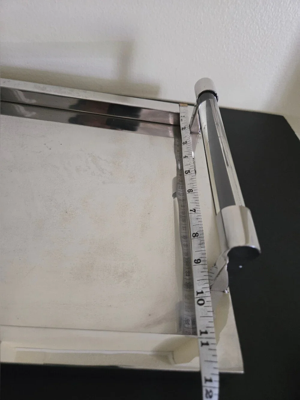 Pottery Barn Medium Polished Nickel Tray Clear Glass Acrylic Handles